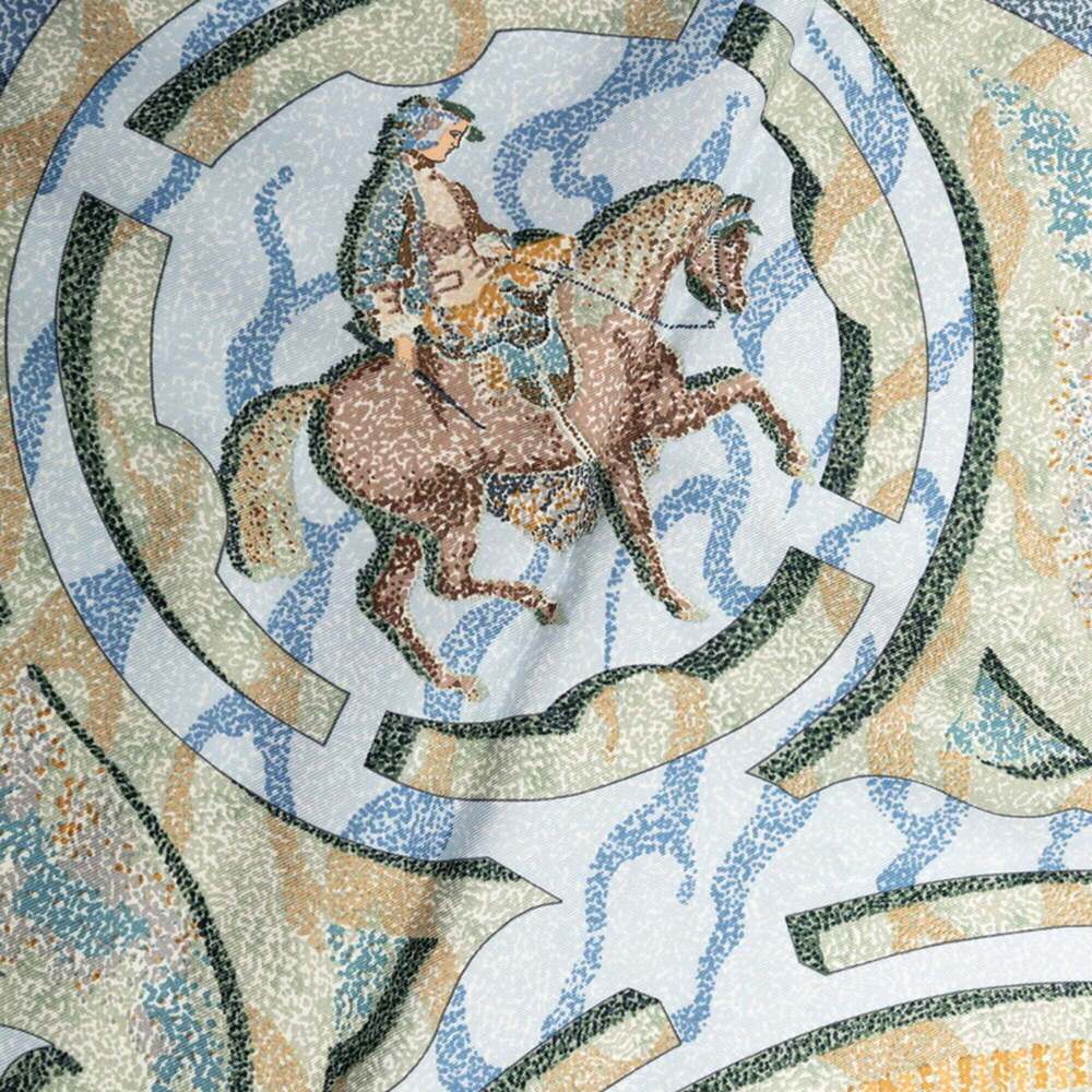 HERMES Blue Silk Scarf - Picture 4 of 8